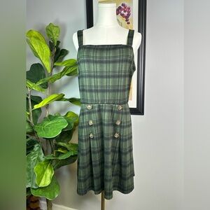 AUW Overall Dress Womens Size XL Plaid Green Black